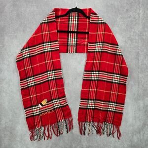 Cashmink Red Plaid Tartan Fringe Wrap Angela Pencil Patch Shawl Scarves Scarf